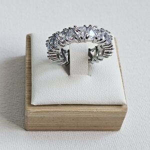 Trillion cut cz white fashion statement ring 8